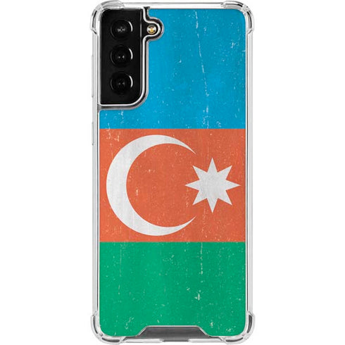 Azerbaijan Flag Distressed Galaxy S21 FE Clear Case